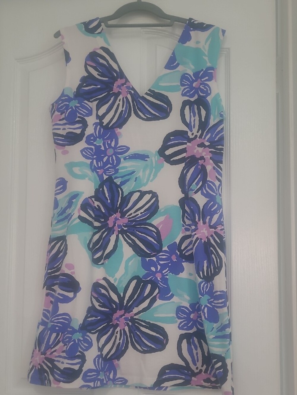 MAHI GOLD White Mini Dress with Blue, Aqua & Lilac Floral Print - Picture 2 of 8